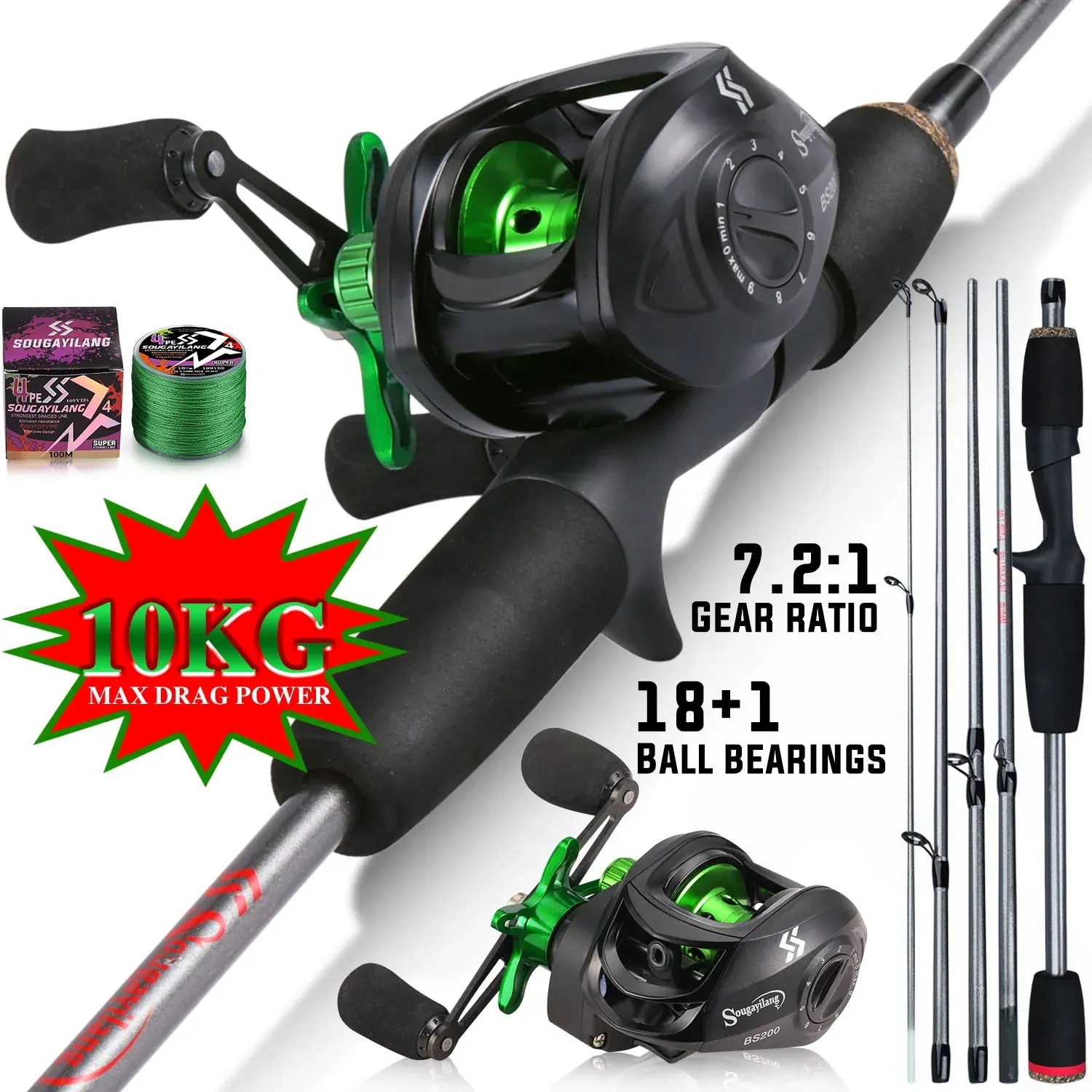 Fishing Line Spooler - Sougayilang 낚싯대 콤보 1.7m 탄소 섬유