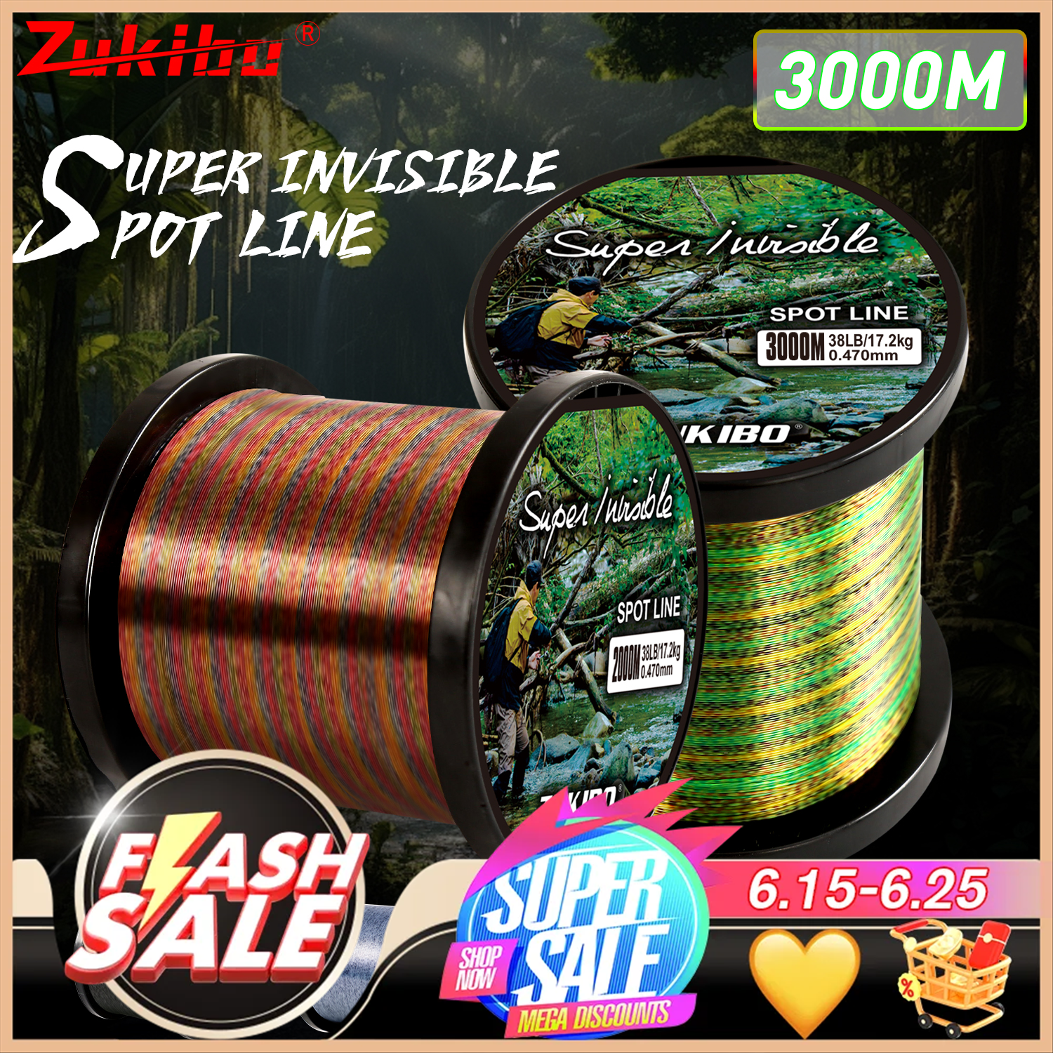 Copolymer Line - ZUKIBO 보이지 않는 낚싯줄 스페클, 탄화플루오르