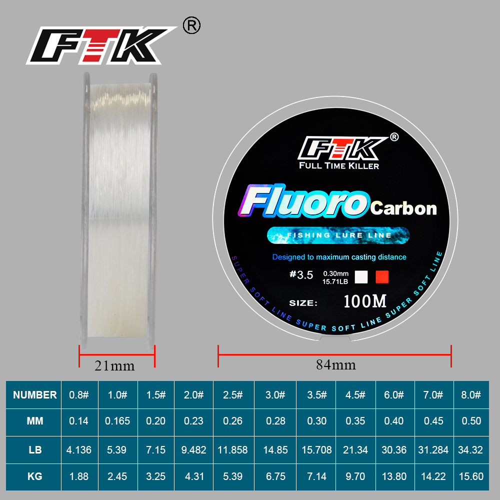 FTK 100M 플루오로카본 낚시 라인 4-34LB 0 - Fluorocarbon Line 리뷰 및 가격