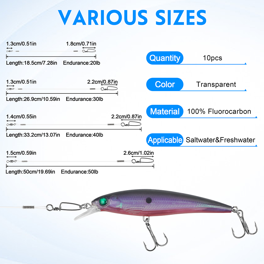 10Pcs Fluorocaron 낚시 리더 20LB-5 - Fluorocarbon Line 리뷰 및 가격