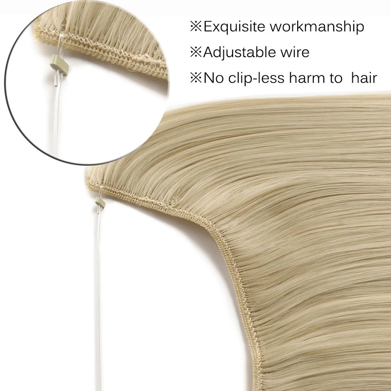 20 인치 합성 원피스 헤어 익스텐션 클립 없음 보이지 - Monofilament Line 리뷰 및 가격
