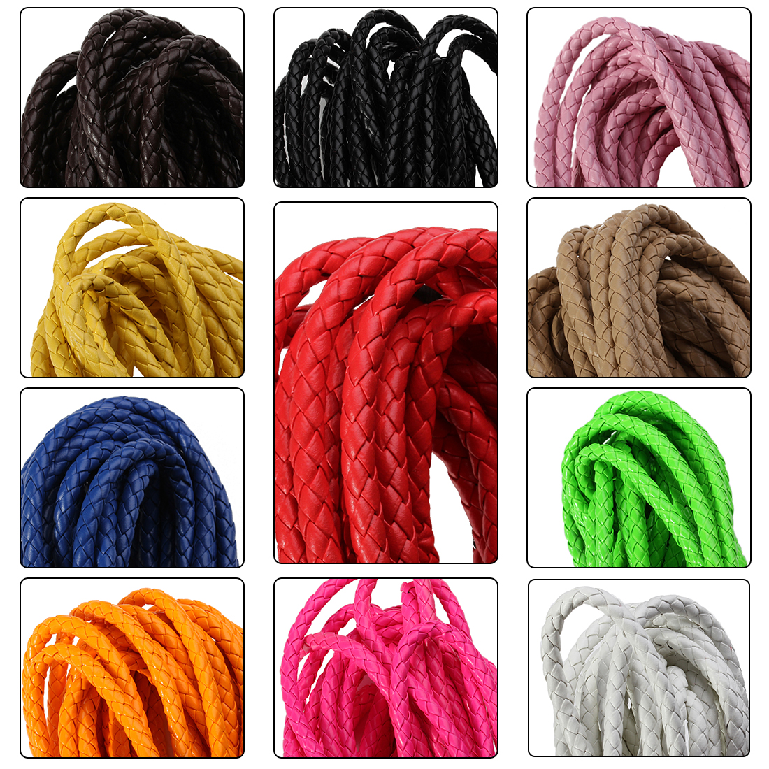 5 야드/로트 6/7mm 땋은 가죽 코드 라운드 PU  - Braided Line 리뷰 및 가격