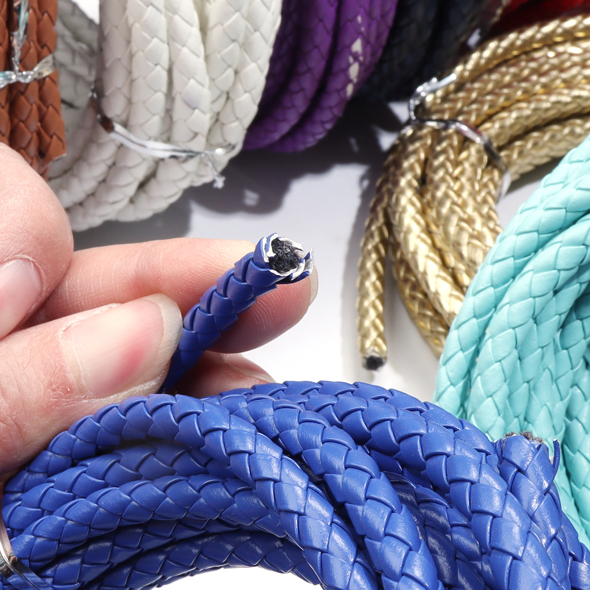 5 야드/로트 6/7mm 땋은 가죽 코드 라운드 PU  - Braided Line 리뷰 및 가격