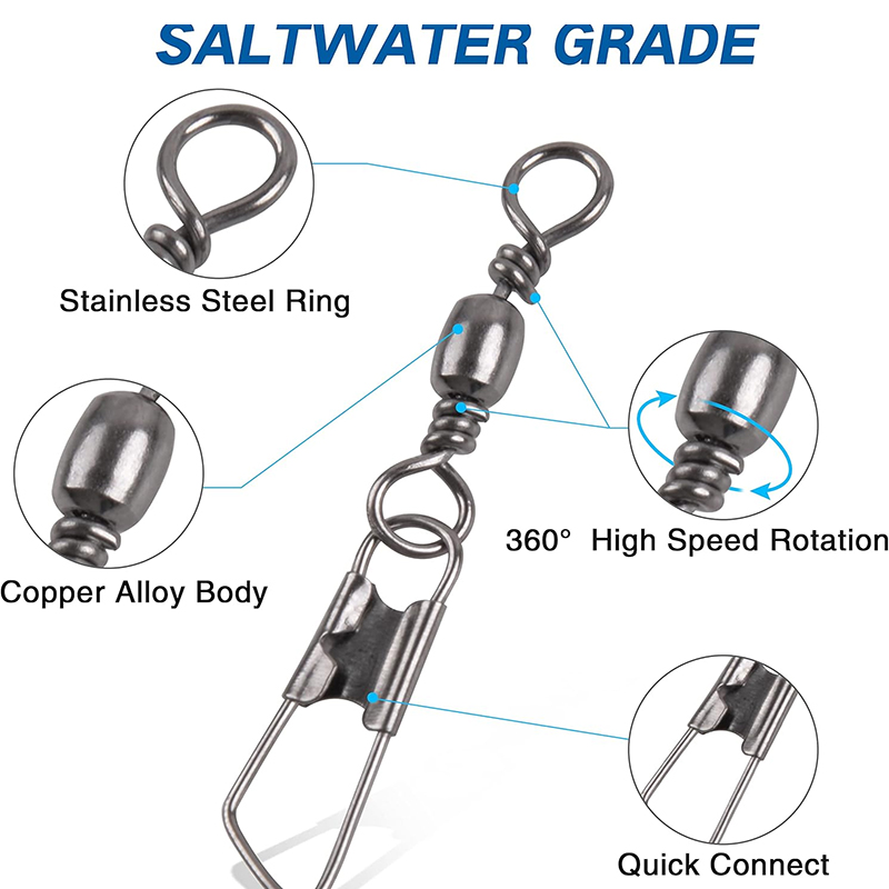 100개 낚시용 배럴 스위블 코스트락 스냅 360도 회 - Saltwater Line 리뷰 및 가격